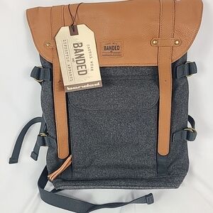 Banded Tan and Gray Women's Backpack